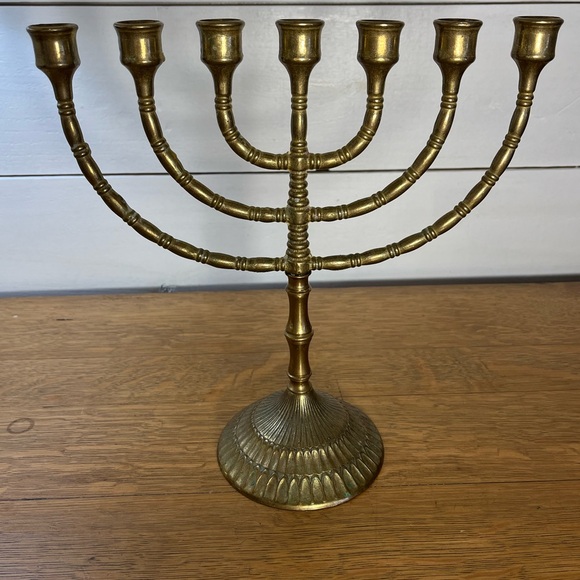 Other - BRASS MENORAH – Gold Tone Vintage Candle Holder